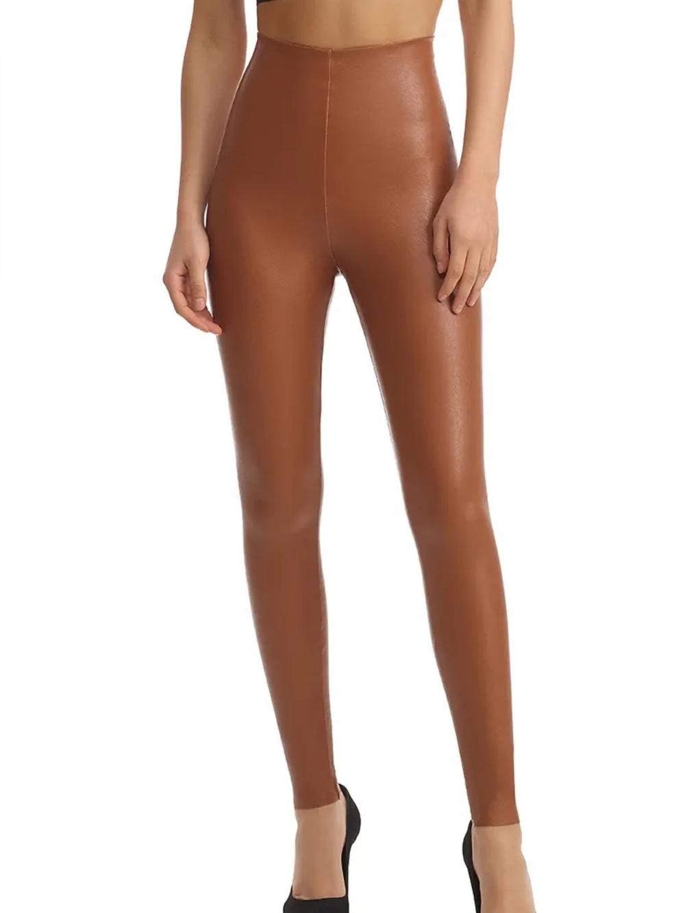 Commando Control Top Faux Leather Leggings Small Cocoa Brown